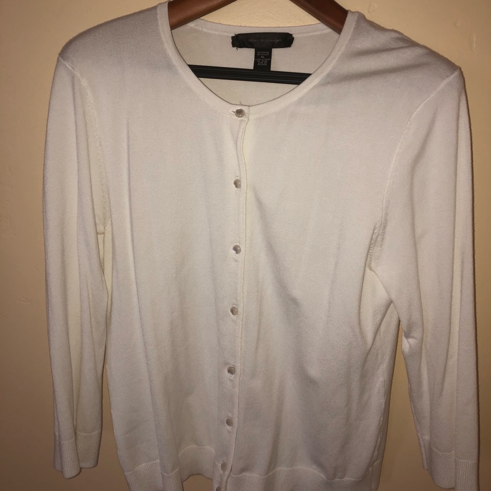 Cable & Gauge White Cardigan